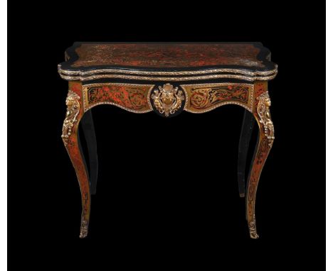 Y&nbspA NAPOLEON III EBONISED, GILT METAL, AND TORTOISESHELL 'BOULE'  CARD TABLE  CIRCA 1870 78cm high, 89cm wide 46cm deep  