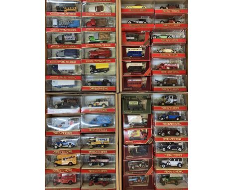 DIECAST MATCHBOX MODELS OF YESTERYEAR - cars and delivery vehicles with advertisers including Kemps Biscuits, Weetabix, Fyffe