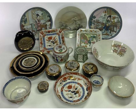 20TH CENTURY CHINESE &amp; JAPANESE DECORATIVE PORCELAIN WARE to include various plates, bowls, 24ct gold edged Chokin trinke