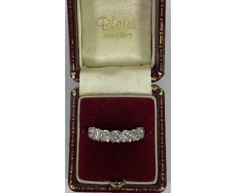 18CT WHITE GOLD SEVEN STONE DIAMOND HALF ETERNITY RING, collective diamond estimate 1.4 carats, 3.9grms, hallmarked 750 with 