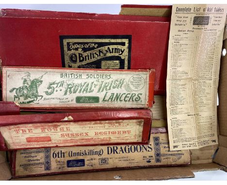BRITAINS SOLDIERS EMPTY BOXES (5) along with two lids, late 19th/early 20th century comprising 6th (Inniskilling) Dragoons, 2