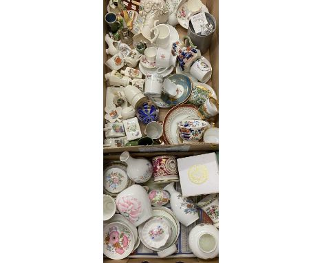 CABINET &amp; DECORATIVE POTTERY &amp; PORCELAIN GROUP - 2 boxes to include Wileman &amp; Co, Goss and other crested china wa