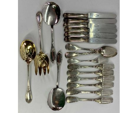 CONTINENTAL SILVER 800 STAMPED FLATWARE, 11 pieces and a further quantity of EPNS ware, lot includes Lazarus Posen 800 stampe