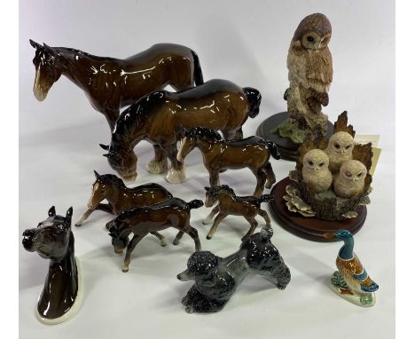 BESWICK, BORDER FINE ARTS and other collectables group to include 7 Beswick horse ornaments, 20cms H the largest, Branksome c