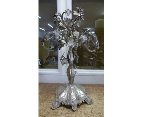 A large plated lamp base in the form of a grape vine, 49cm 