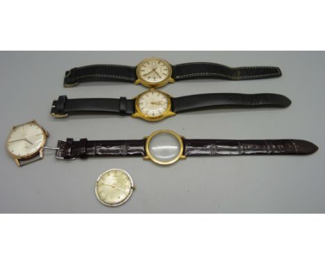 Four gentleman's wristwatches; Omega, Solo, Timex and Certina 