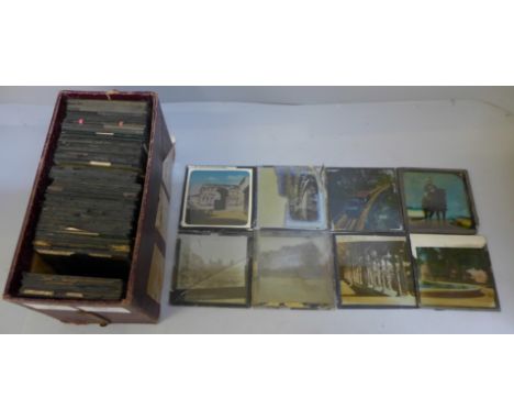 A box of magic lantern slides for restoration 