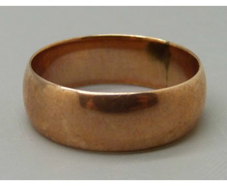 A 9ct rose gold wedding ring, London 1916, 3.6g, N 