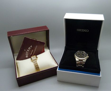 A gentleman's Seiko Kinetic titanium loom watch and a lady's cased Rotary wristwatch 