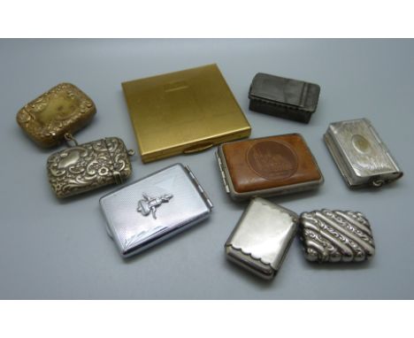 Vesta cases, two matchbook holders and a compact 