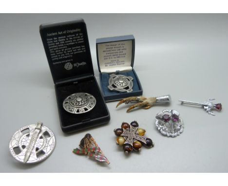 Justin pewter and Celtic brooches 
