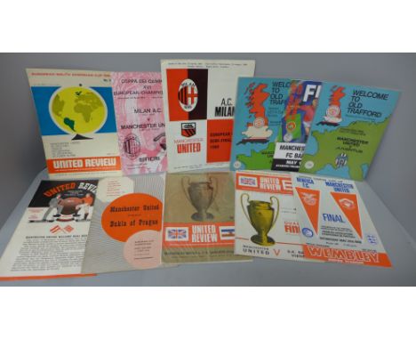 Football memorabilia; Manchester United programmes for games in European competitions, including Real Madrid 1957, Dukla Prag