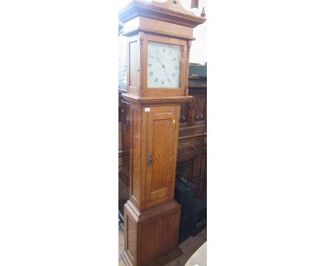 A 19th century oak longcase clock, having a painted dial, signed Darke, Barnstaple