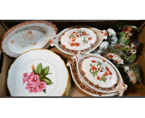 A pair of Victorian Spode pottery tureens on stands (covers repaired), retailed by T Goode &amp; Co., London, to/w six Spode 