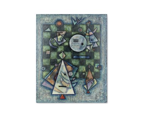 Hannes Beckmann (1909-1977)Ensemble, 1946 signed, titled and dated Hannes Beckmann 1946 'Ensemble' (on the reverse) oil on bo