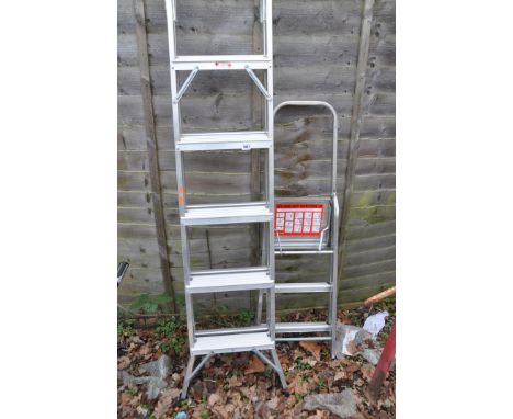 TWO ALUMINIUM STEP LADDERS the longest being 190cm folded