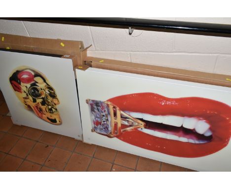 RORY HANCOCK (WELSH 1987) 'ROCK CANDY', a signed limited edition box canvas print of a mouth and a diamond ring, 52/95 with c
