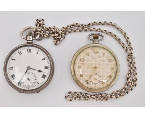 TWO OPEN FACE POCKET WATCHES, the first a Medana pocket watch with Arabic numerals and subsidiary seconds dial, inner case st