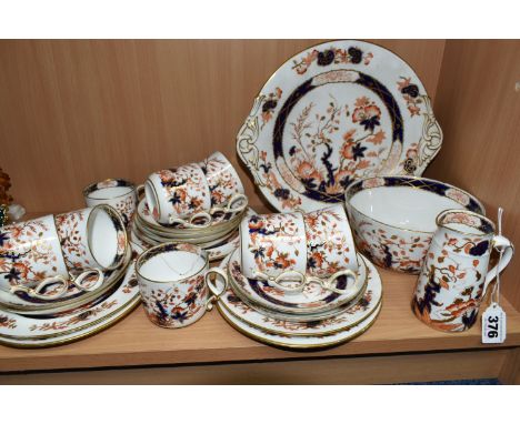 A LATE NINETEENTH CENTURY ROYAL CHINA WORKS WORCESTER (GRAINGER AND CO) TEA SET, with Imari style pattern, comprising milk ju