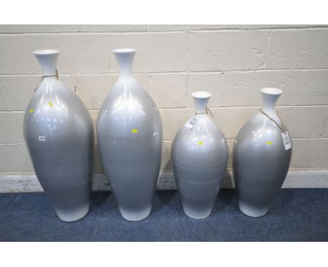 TWO PAIRS OF GLAZED CERAMIC VASES, tallest approximately 102cm (condition report: good) (4)