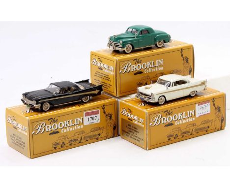 Brooklin Models 1/43rd scale white metal boxed vehicle group, 3 examples to include BRK82 1959 Desoto Adventurer Two Door Har