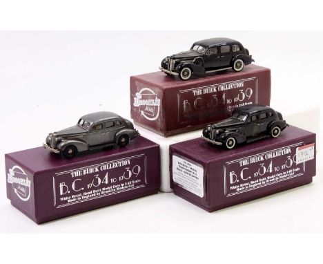 Brooklin Models Buick Collection 1/43rd scale white metal boxed vehicle group, 3 examples to include BC003 1937 Buick Special