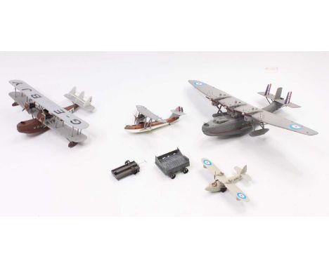 Four exhibition quality hand built approx 1/72 scale model aircraft models to include a 1926 Supermarine Swan, a Short Cockle