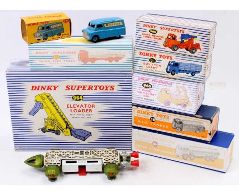 A collection of boxed Dinky Toys models comprising, No. 960 Lorry Mounted Cement Mixer, No. 511 Guy Lorry, No. 591 AEC Tanker