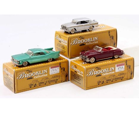 The Brooklin Collection 1/43rd scale white metal boxed vehicle group, 3 examples to include BRK79 1951 Chrysler Imperial Conv