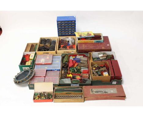 A large extensive collection of mixed period Meccano to include blue &amp; gold, red &amp; green, various clockwork and elect