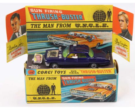 A Corgi Toys Man from UNCLE No. 497 gun firing thrushbuster comprising blue body with yellow interior complete in the origina