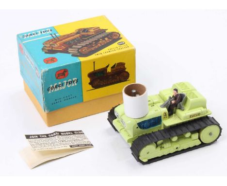 Corgi Toys No. 1103 Euclid TC12 twin crawler tractor comprising of a green body with grey tracks and plastic seats, with driv