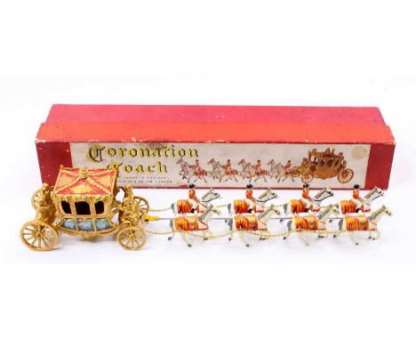 A Matchbox Lesney MOKO large scale Coronation Coach comprising a gold coach and 8 horses, with Queen figure only, the model h