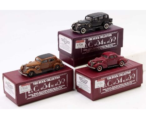 Brooklin Buick Collection 1/43rd scale white metal boxed vehicle group, 3 examples to include BC010 1934 Buick Limousine 7 Pa