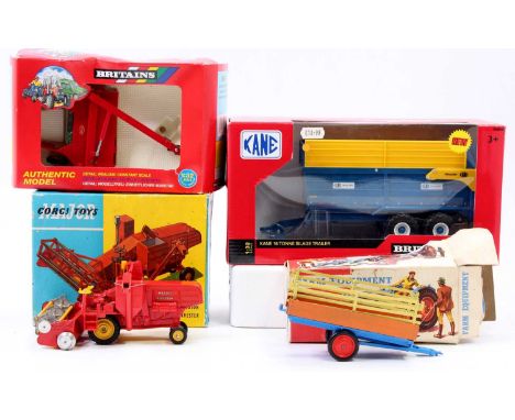 A collection of various boxed  Britains and Corgi agricultural diecast to include a No. 42700 Kane 16-ton silage trailer, a C