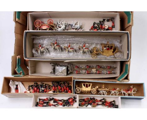 A collection of John Hill, Britains, and Matchbox royalty-related models and figures including a John Hill Coronation Coach i