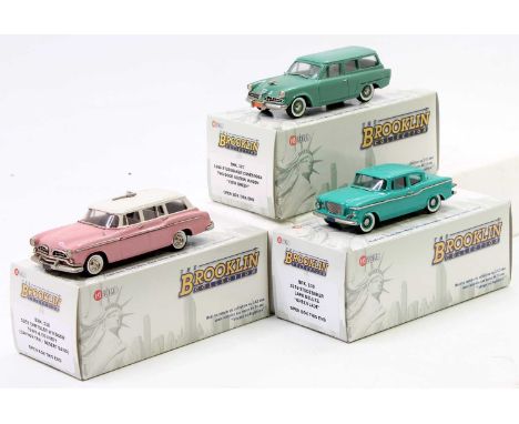 Brooklin Models 1/43rd scale white metal vehicle group, 3 examples to include BRK138 1955 Chrysler Windsor Town and County, a