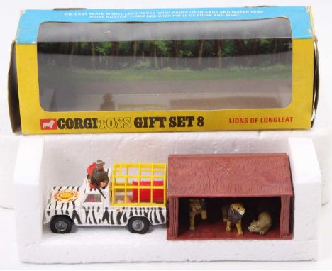 A Corgi Toys Gift Set 8 Lions Of Longleat, comprising Land Rover with gamekeeper figure, the model has cast wheel hubs, set c