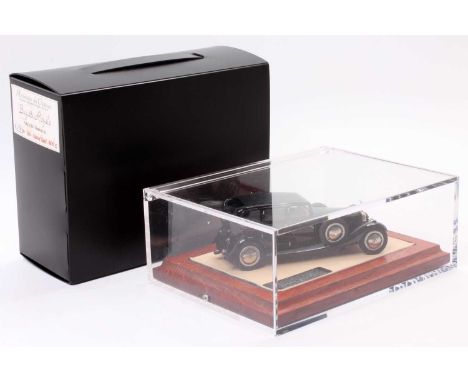 Heco Miniatures 1/43rd scale white metal and resin factory-built model of a Bugatti Type 41 Royale, finished in black, housed