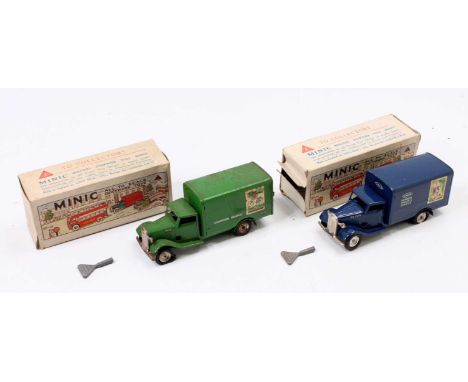 2 Triang Minic clockwork Delivery Vans, the first is in dark blue with LNER livery and Pedigree Toys &amp; Frog model aircraf