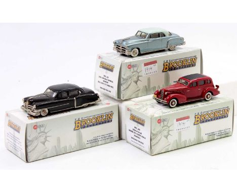 Brooklin Collection 1/43rd scale white metal boxed vehicle group, 3 examples to include BRK147 1952 Cadillac Series 62 4-Door