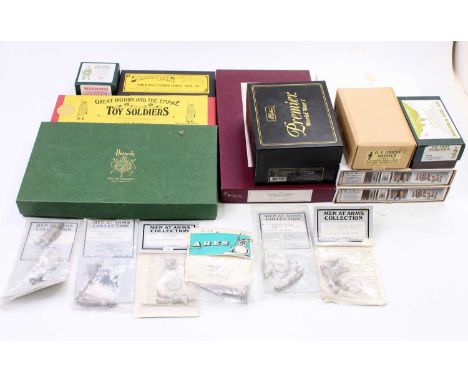 One box of mixed Britains and white metal release military figures to include Soldiers of the Queen, The Royal Flying Corps 1