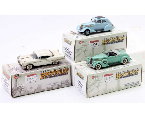 Brooklin Models 1/43rd scale white metal boxed vehicle group, 3 examples to include BRK127 1934 Studebaker Commander Land Cru