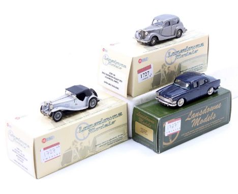 Lansdowne Models 1/43rd scale white metal boxed vehicle group, 3 examples to include LDM46 1945 Sunbeam Talbot Ten, a LDM16 1