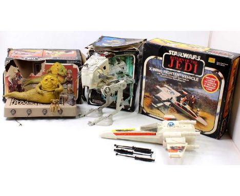 Palitoy and General Mills Star Wars Return of the Jedi boxed model group of 3 comprising an X Wing Fighter battle damaged loo