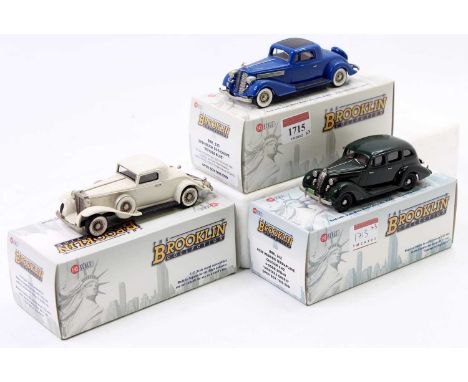 The Brooklin Collection 1/43rd scale white metal boxed vehicle group, 3 examples to include BRK 133 1934 Buick 96-S Coupe, a 