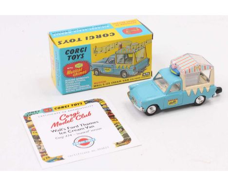 A Corgi Toys reissue No. 474 Walls Ice cream delivery van housed in the original box with certificate No. 623