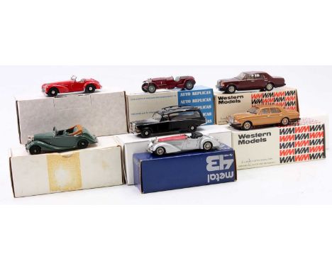 7 various boxed 1/43rd scale white metal vehicles to include Western Models, Replica Kits, Metal 43, Kenna Models and others,