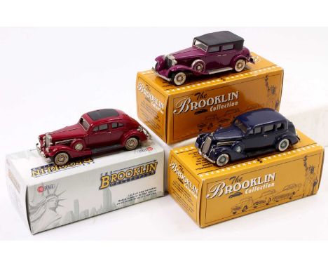 Brooklin Collection 1/43rd scale white metal boxed vehicle group, 3 examples to include BRK 96 1931 Marmon Sixteen Convertibl