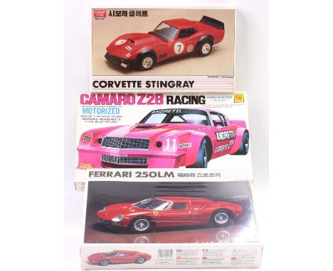 Otaki 1.24 scale plastic kit, OT3135 1978 Camaro Z28 IMSA #11 M.Andretti (rare pink issue), Academy 1.24 1531 Ferrari 250LM #